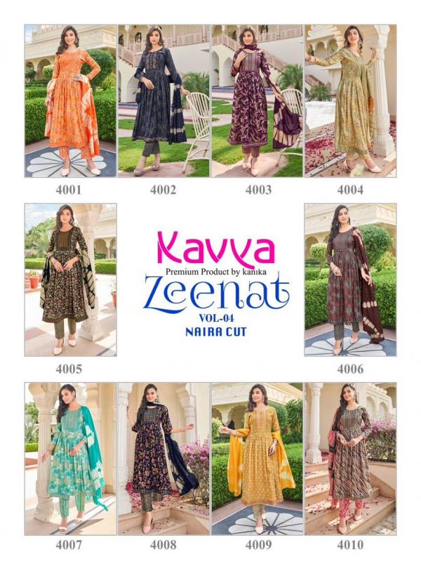 Kavya Zeenat Vol 4 Embroidery Readymade Dress Collection